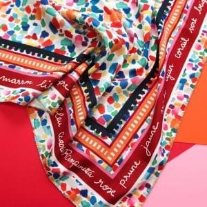 Foulard - Renards bleus - Foulards & Co - Carole Rampinetta - R Foulard Rampinetta scaled