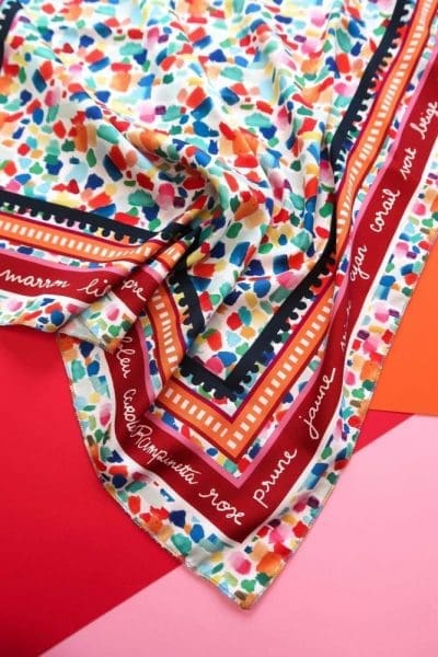 Foulard - Renards bleus - Foulards & Co - Carole Rampinetta - R Foulard Rampinetta scaled