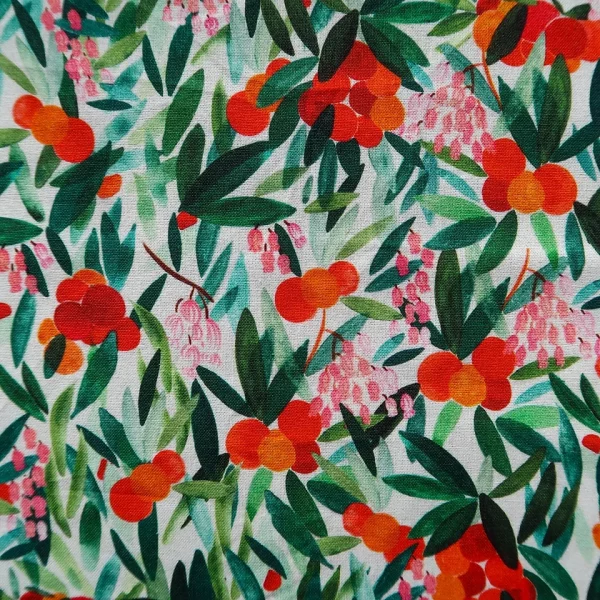 Satin de coton - Arbousier - Tissus - Carole Rampinetta - c f fa d e eb dc faeamv