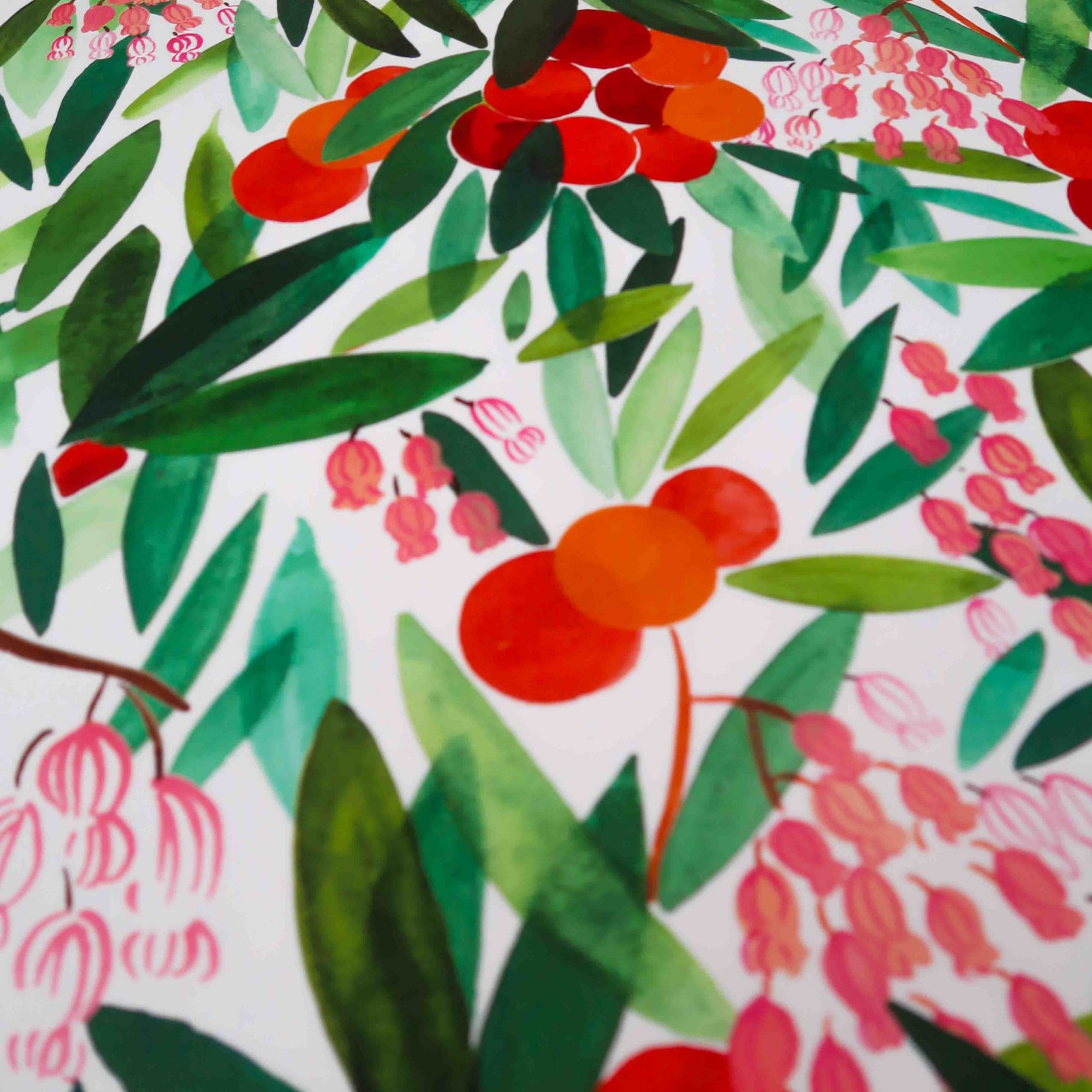 Papier peint - Arbousier - PRE COMMANDE - Papier peint - Carole Rampinetta - R Papier peint Arboubou WEB scaled