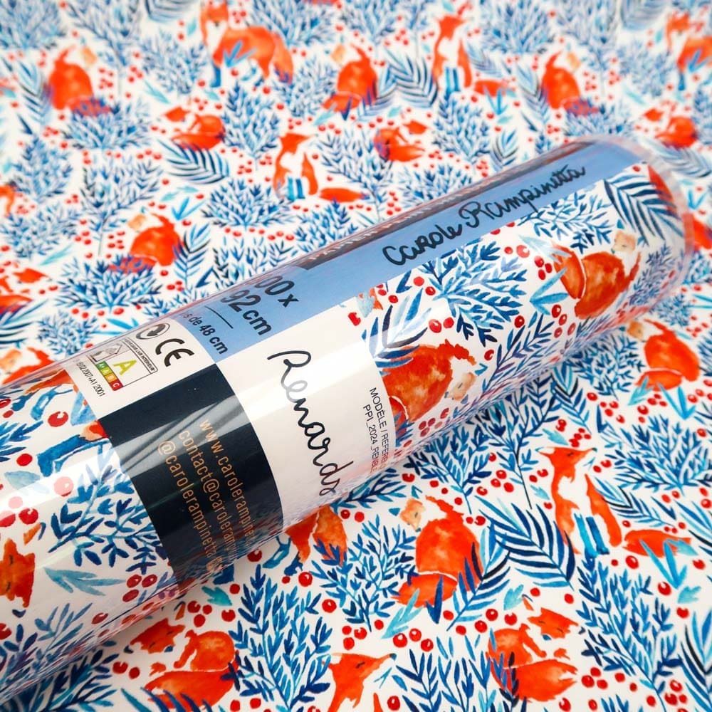 Papier peint - Echantillon - Renards bleus - Papier peint - Carole Rampinetta - R PapierPeint Renards WEB