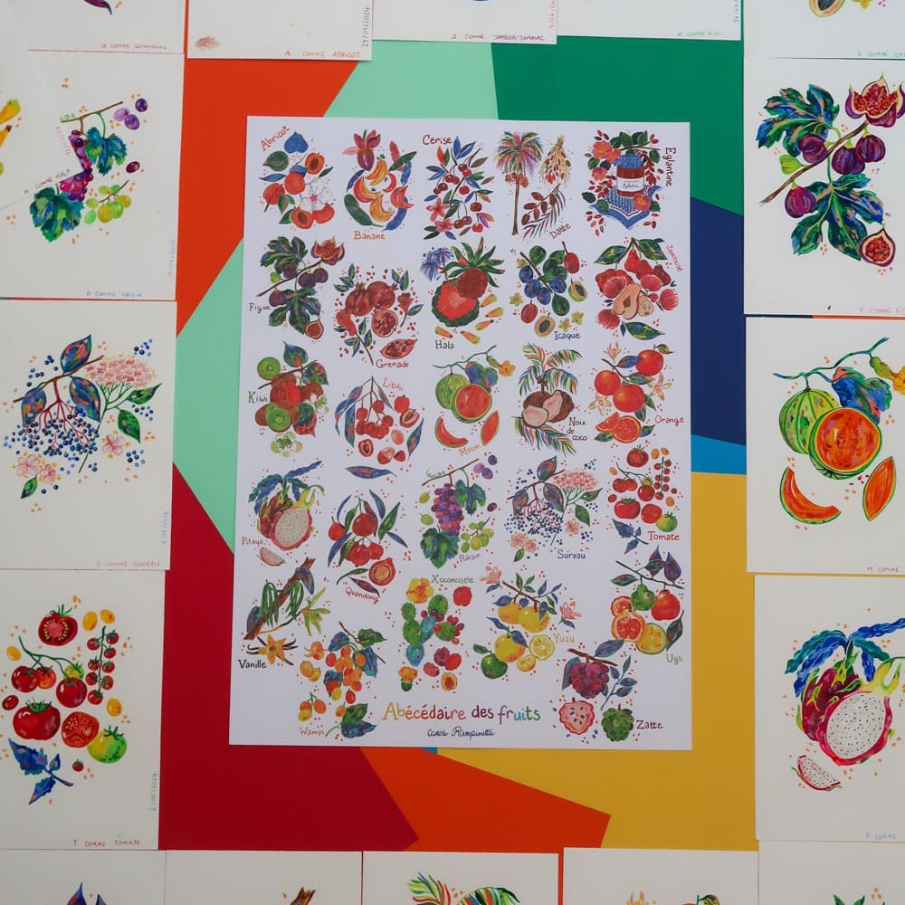 Affiche 50x70cm - Abécédaire fruité - Collection Tutti Frutti - Carole Rampinetta - R Affiche x TuttiFrutti WEB