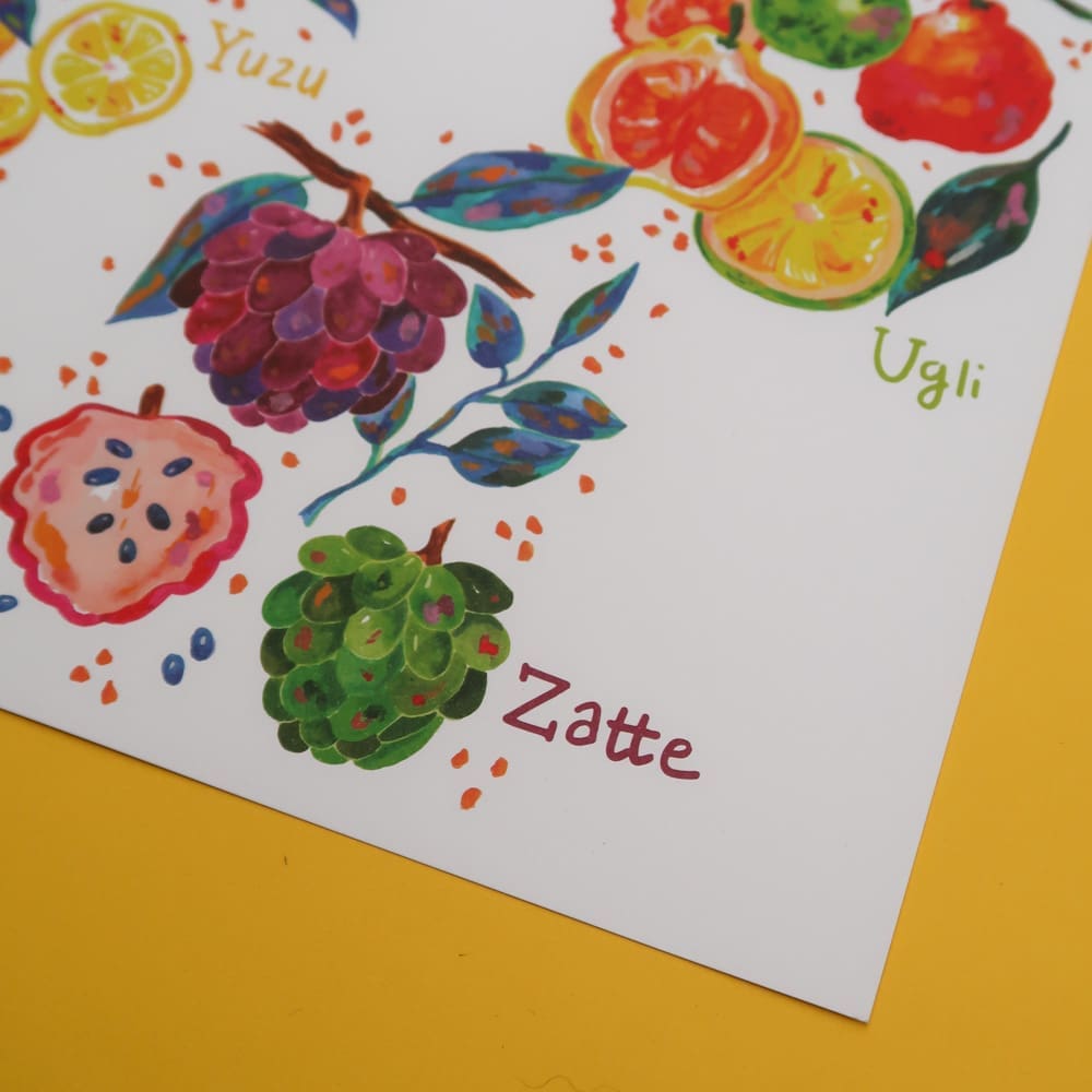 Affiche 50x70cm - Abécédaire fruité - Collection Tutti Frutti - Carole Rampinetta - R Affiche x TuttiFrutti WEB