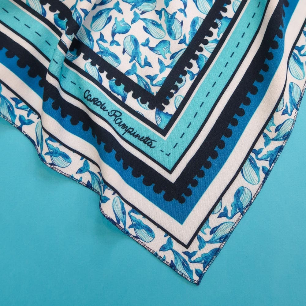 Bandana - Danse des baleines - Foulards & Co - Carole Rampinetta - R Bandana Baleines WEB