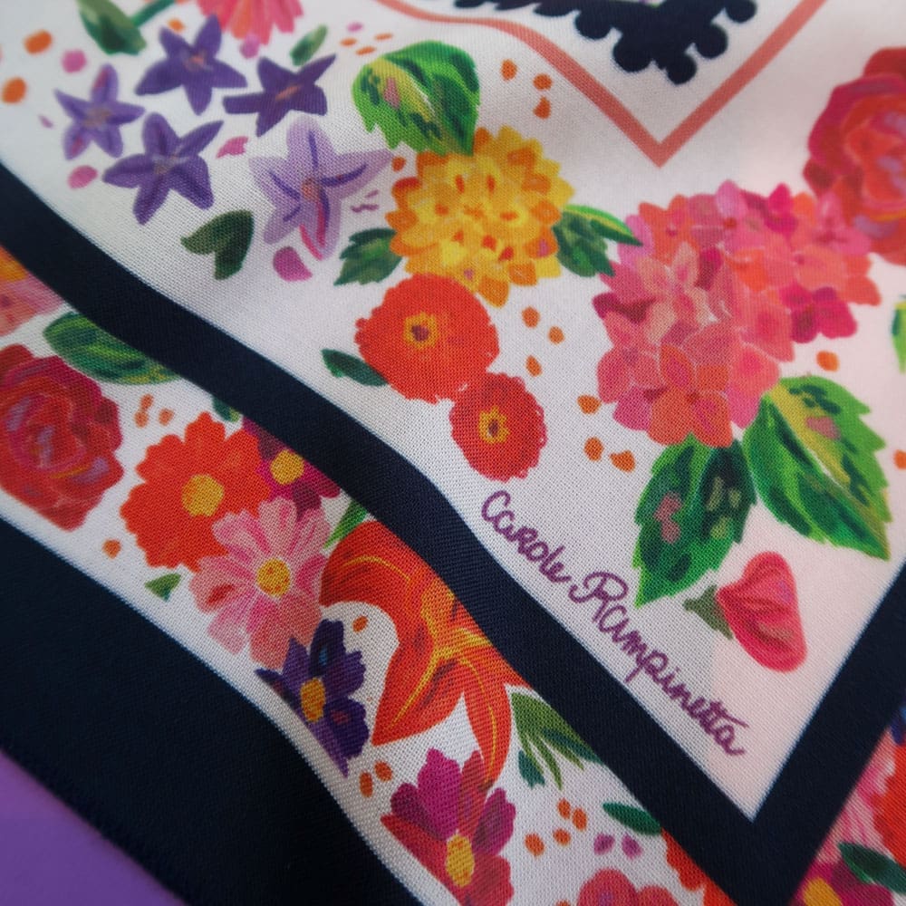 Bandana - Fleurs d'été - Foulards & Co - Carole Rampinetta - R Bandana Fleurs dete WEB