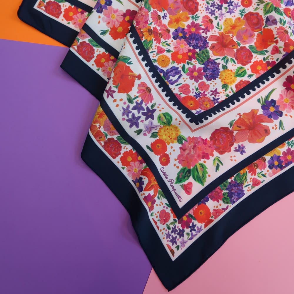 Bandana - Fleurs d'été - Foulards & Co - Carole Rampinetta - R Bandana Fleurs dete WEB