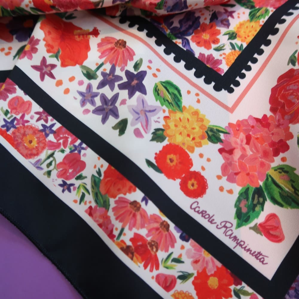 Foulard - Fleurs d'été - Foulards & Co - Carole Rampinetta - R Foulard FleursDEte WEB