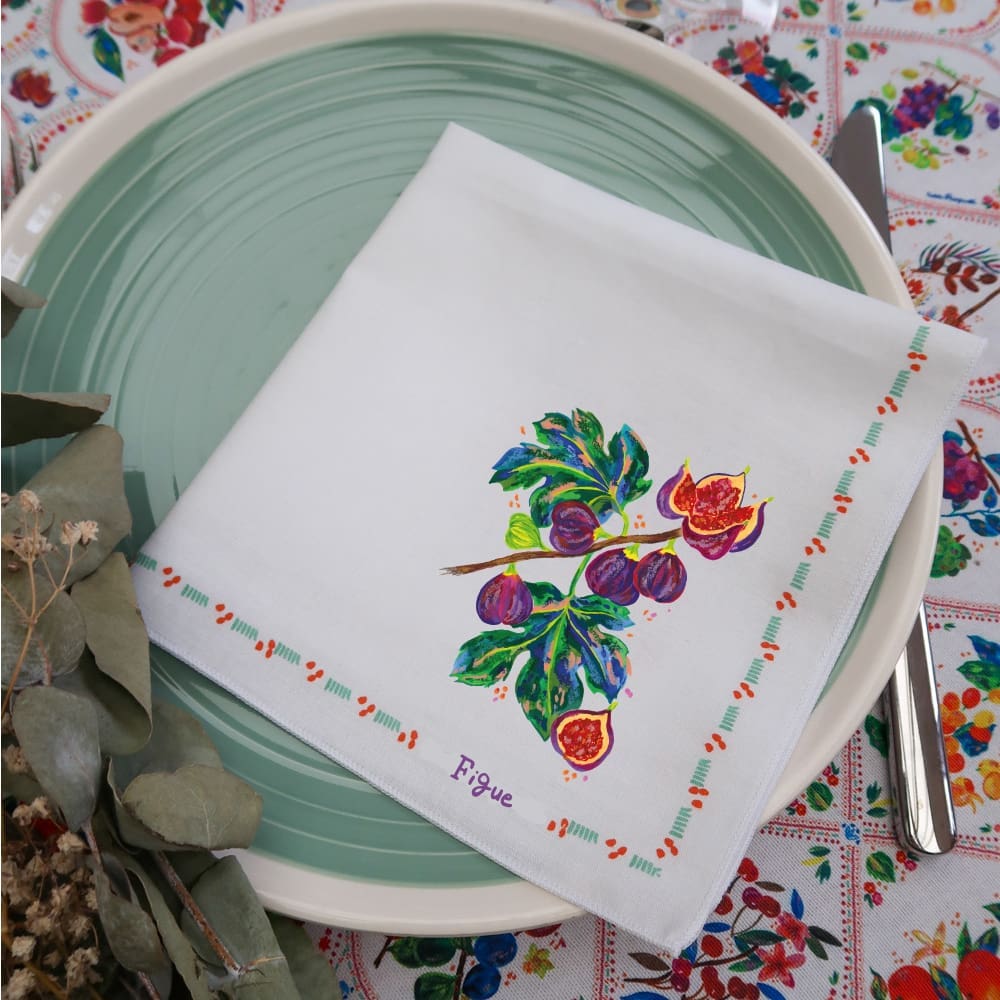 Serviette de table - Collection Tutti Frutti - PRECOMMANDE - Collection Tutti Frutti - Carole Rampinetta - R ServietteTable TuttiFrutti Figue WEB