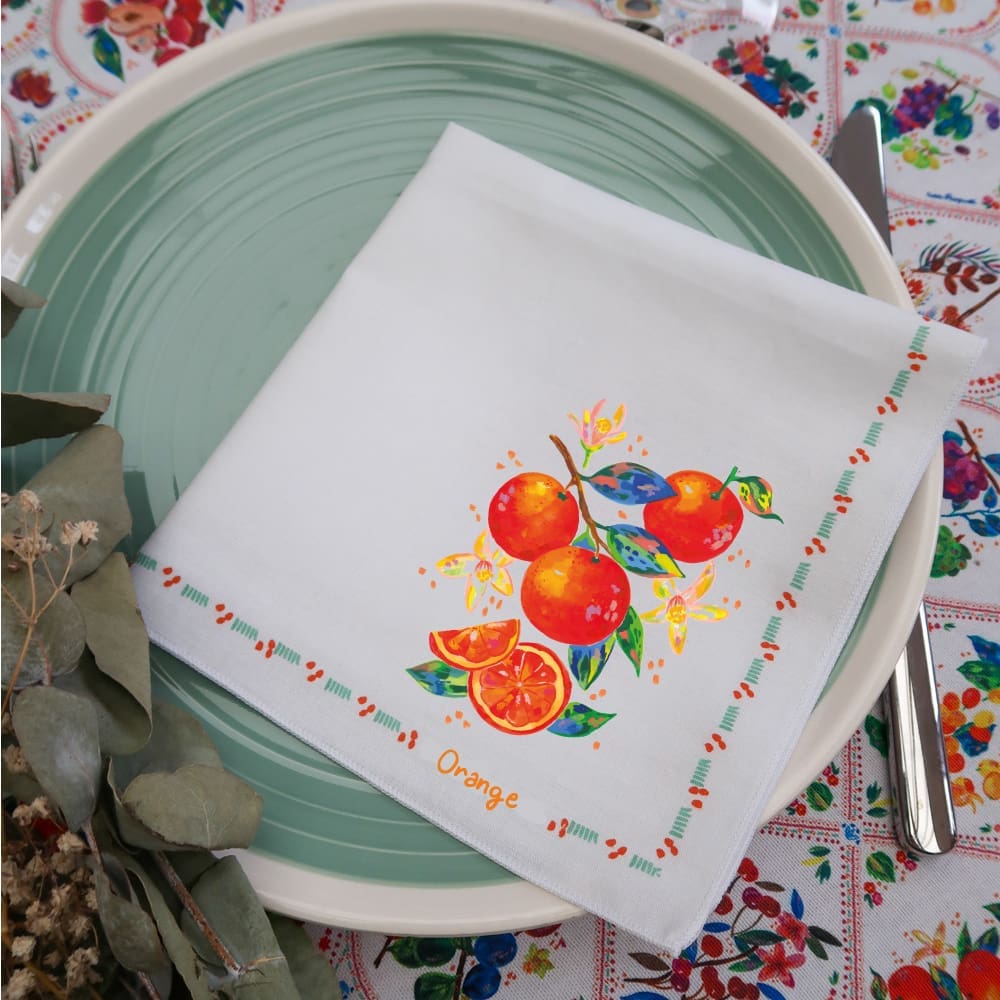 Serviette de table - Collection Tutti Frutti - PRECOMMANDE - Collection Tutti Frutti - Carole Rampinetta - R ServietteTable TuttiFrutti Orange WEB