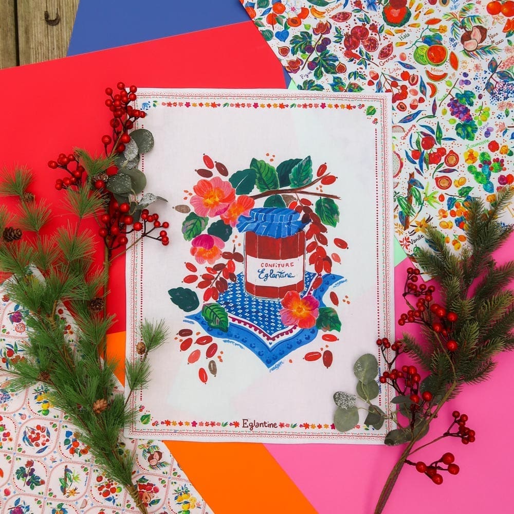 Torchons de cuisine - Lot de 3 - Eglantine - Précommande - Collection Tutti Frutti - Carole Rampinetta - R Torchon Eglantine WEB