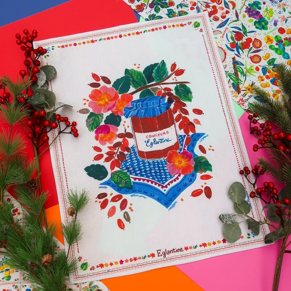 Torchons de cuisine - Lot de 3 - Eglantine - Précommande - Collection Tutti Frutti - Carole Rampinetta - R Torchon Eglantine WEB