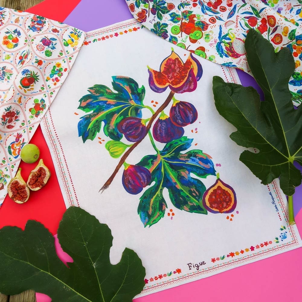 Torchons de cuisine - Lot de 3 - Figue - Précommande - Collection Tutti Frutti - Carole Rampinetta - R Torchon Figue WEB