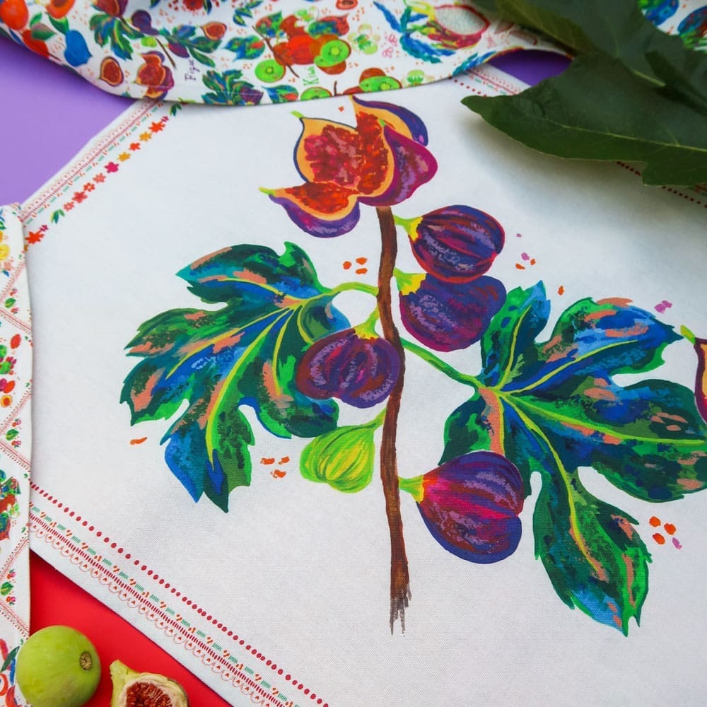 Torchons de cuisine - Lot de 3 - Figue - Précommande - Collection Tutti Frutti - Carole Rampinetta - R Torchon Figue WEB