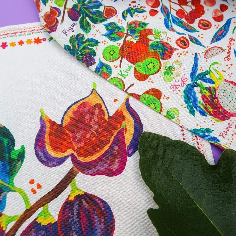 Torchons de cuisine - Lot de 3 - Figue - Précommande - Collection Tutti Frutti - Carole Rampinetta - R Torchon Figue WEB