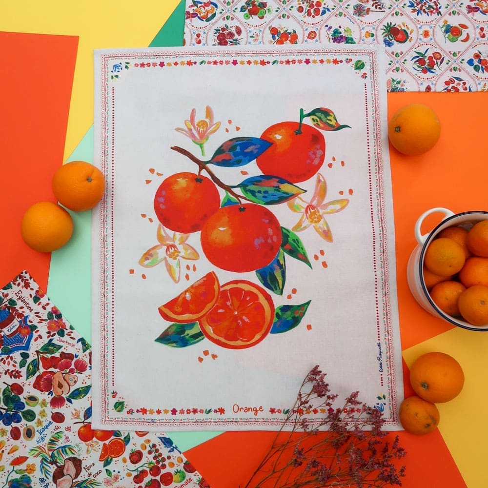 Torchons de cuisine - Lot de 3 - Orange - Collection Tutti Frutti - Carole Rampinetta - R Torchon Orange WEB