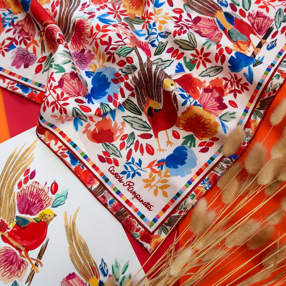 Foulard - Faisans dorés - Foulards & Co - Carole Rampinetta