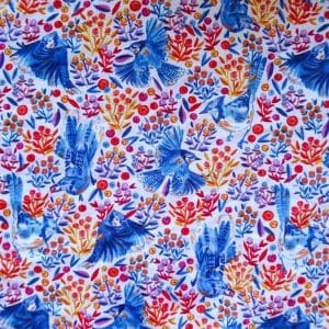 Satin de coton - Geais bleus