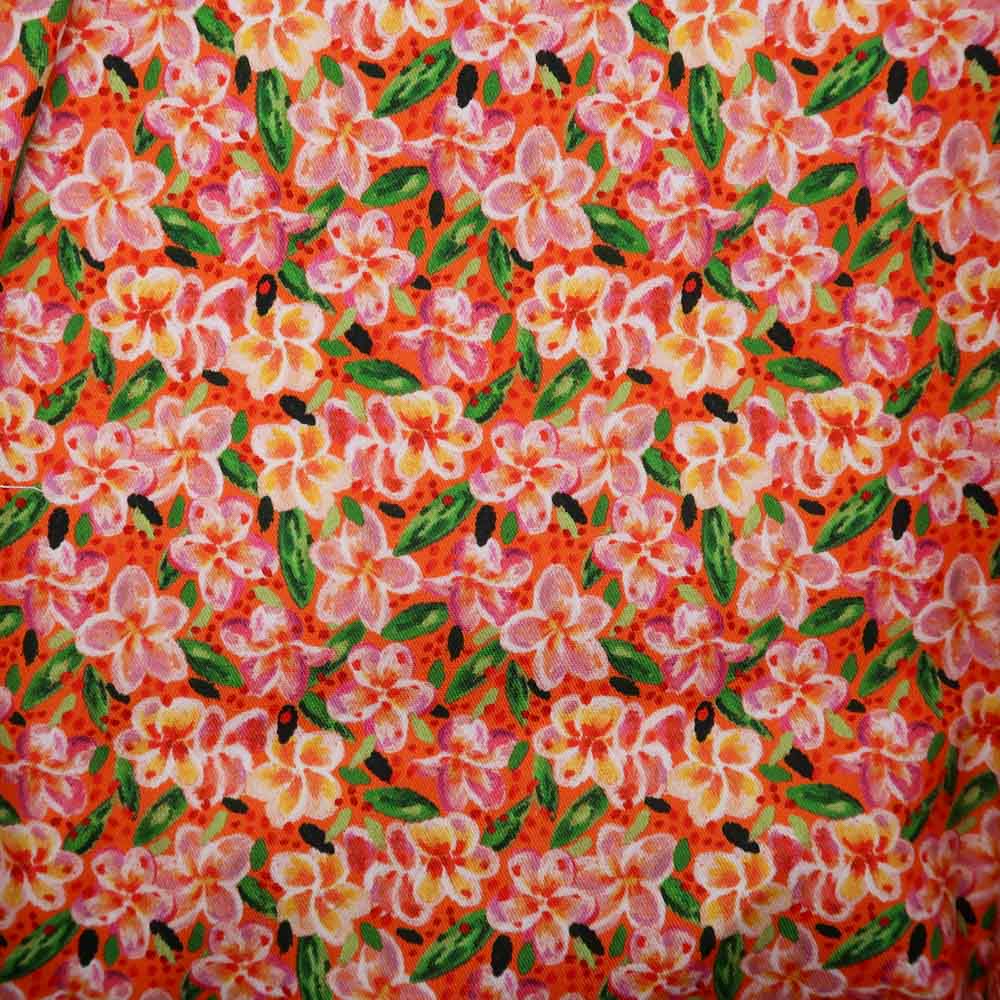 Pré-commande - Gabardine de coton - Frangipanier orange