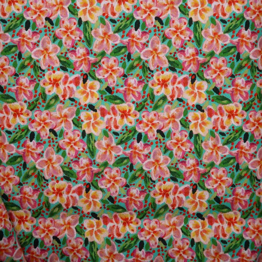 Pré-commande - Gabardine de coton - Frangipanier Turquoise