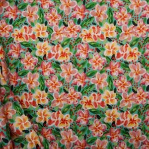 Pr&eacute;-commande - Lycra bi stretch - Frangipanier Turquoise