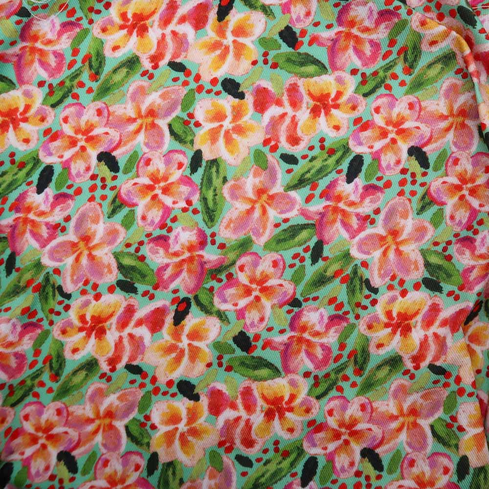 Pré-commande - Twill de viscose - Frangipanier turquoise